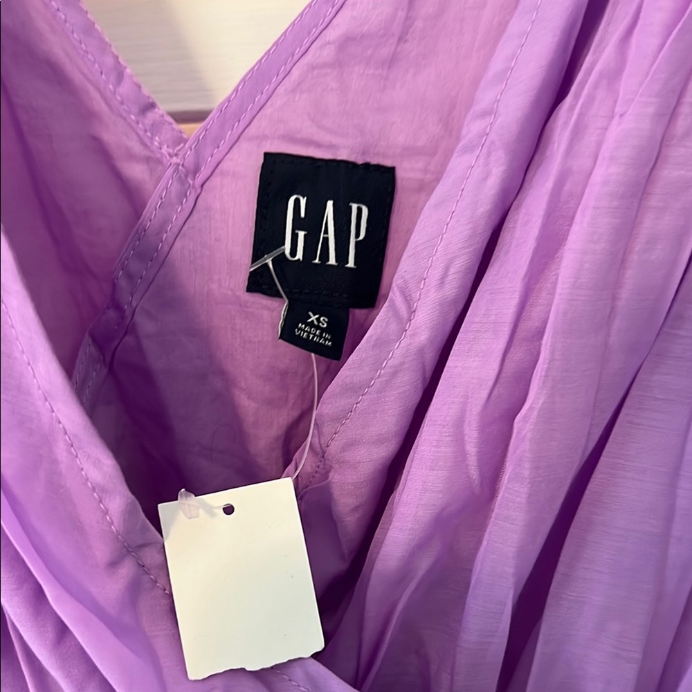 GAP Purple Tiered Ruched Midi Dress - NWT - Size XS - Picture 2 of 5